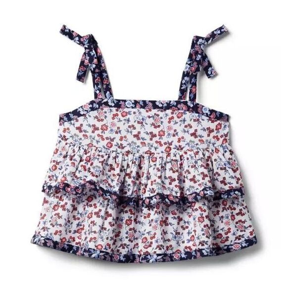Janie & Jack Ditsy Floral Tiered Top Size 6 Girls - Picture 2 of 10